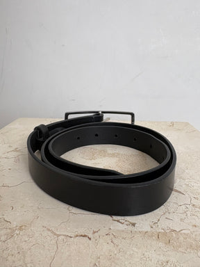 rag & bone Black leather Belt With Rectangle Silver Buckle, Small