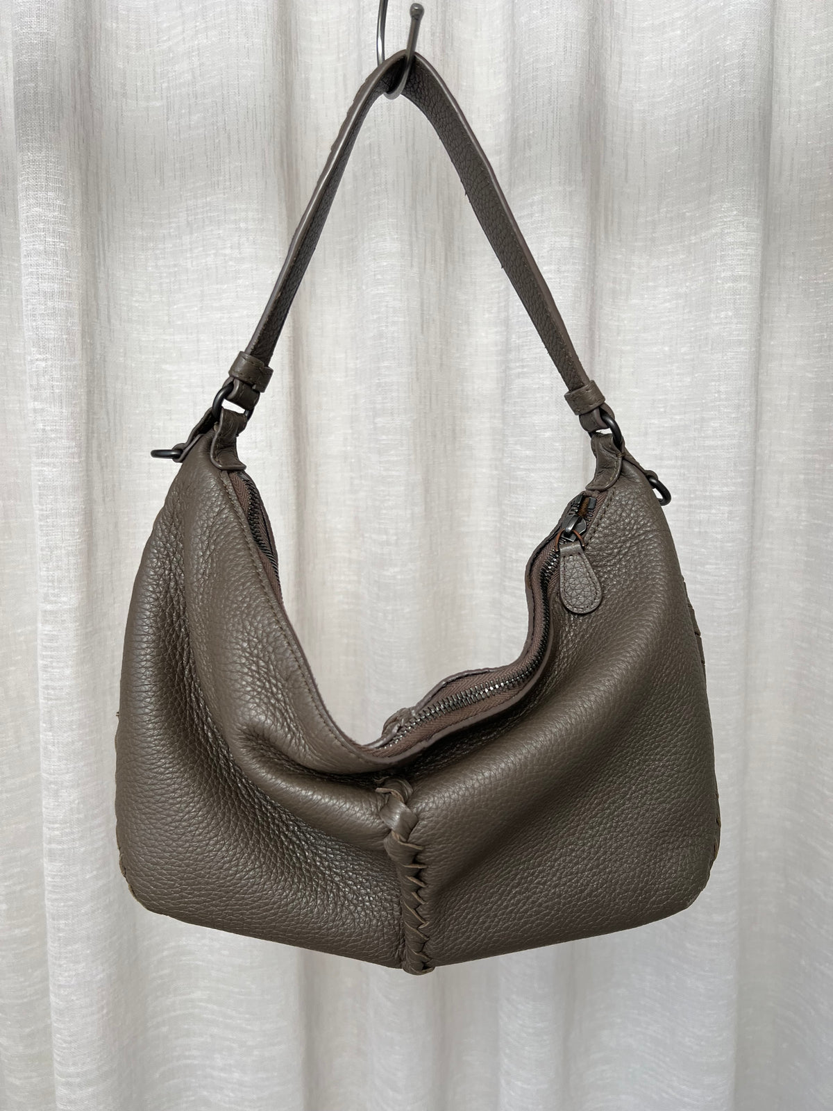 Bottega Veneta Taupe Leather Cervo Shoulder Bag