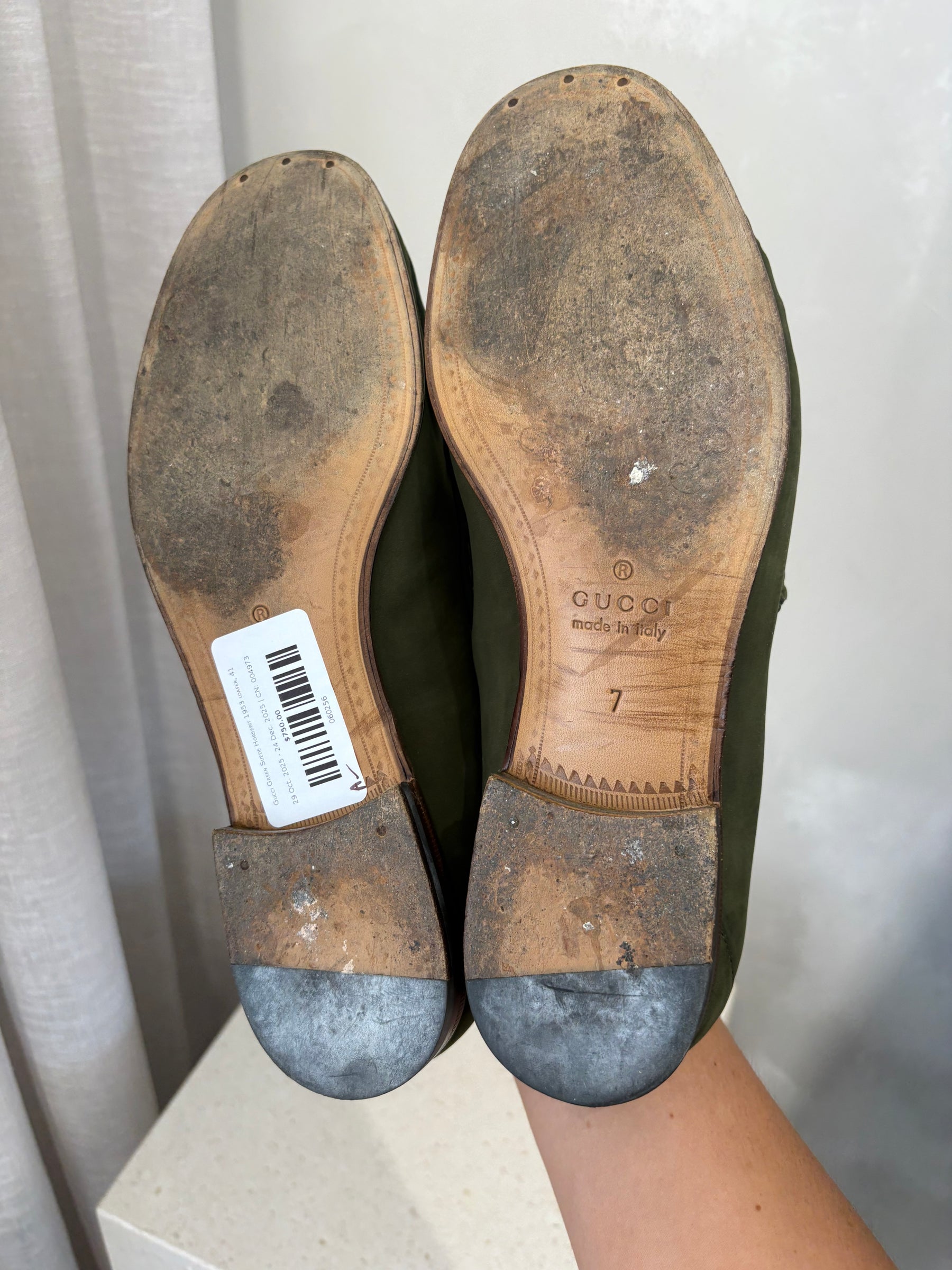 Gucci Green Suede Horsebit 1953 loafer, 41