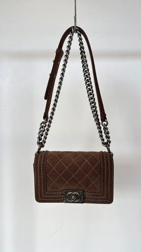 Chanel Chocolate Suede Small Boy Bag
