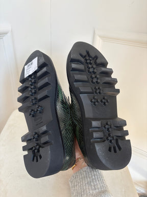 Dries van Noten Green Python Lace Up Shoes, 39