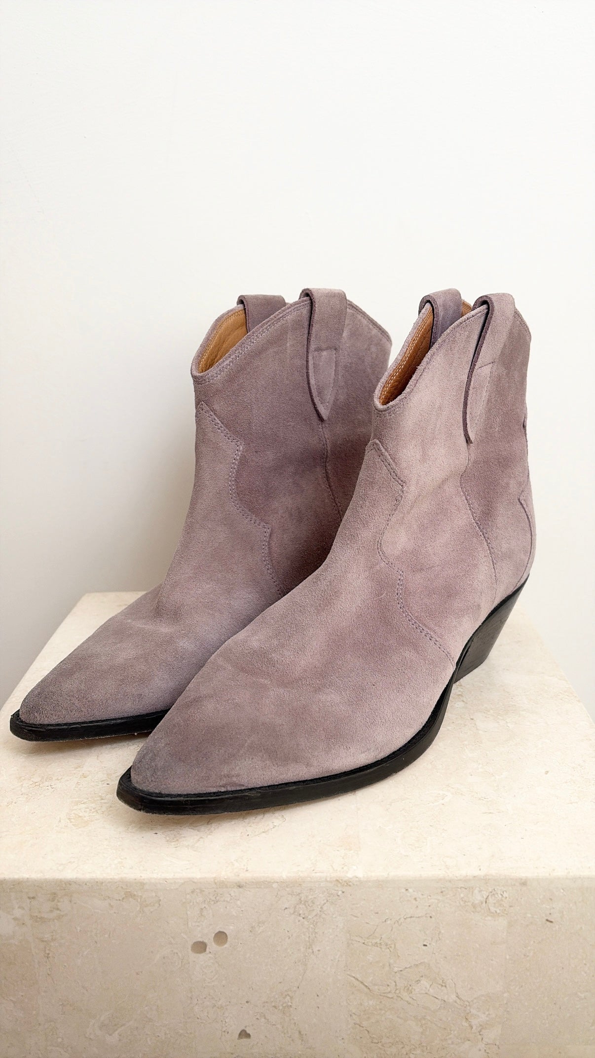 Isabel Marant Lilac Suede Western Ankle Boot, 41