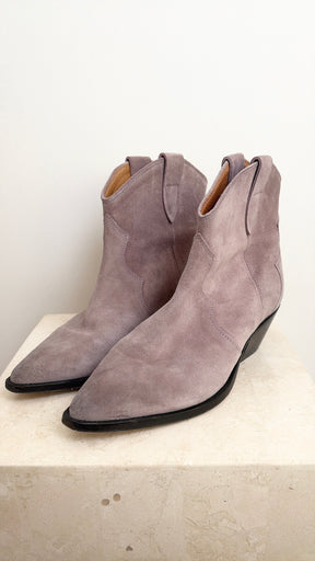 Isabel Marant Lilac Suede Western Ankle Boot, 41