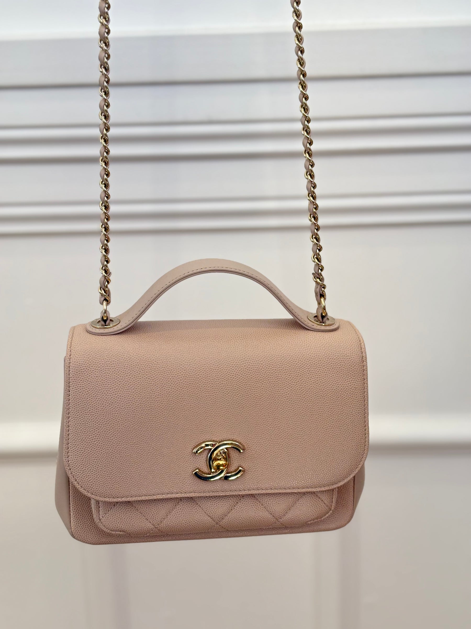 Chanel Beige Caviar Leather Business Affinity Shoulder Bag