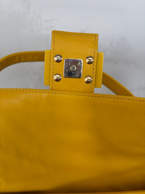 Fendi Yellow Leather Embossed Monogram Baguette