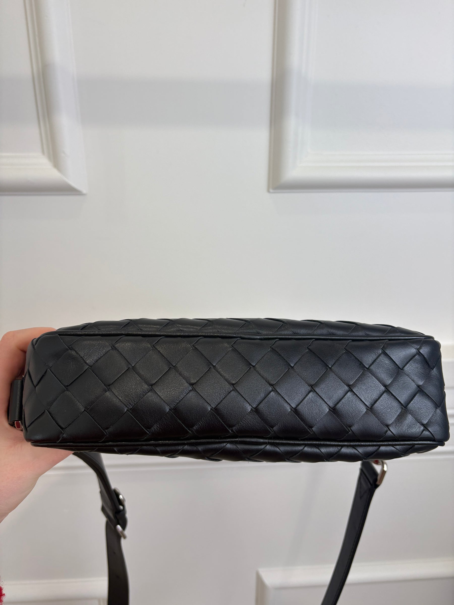 Bottega Veneta Black Intrecciato Leather Camera Bag