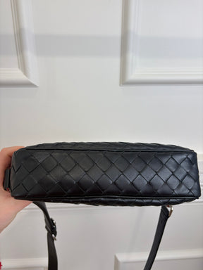 Bottega Veneta Black Intrecciato Leather Camera Bag