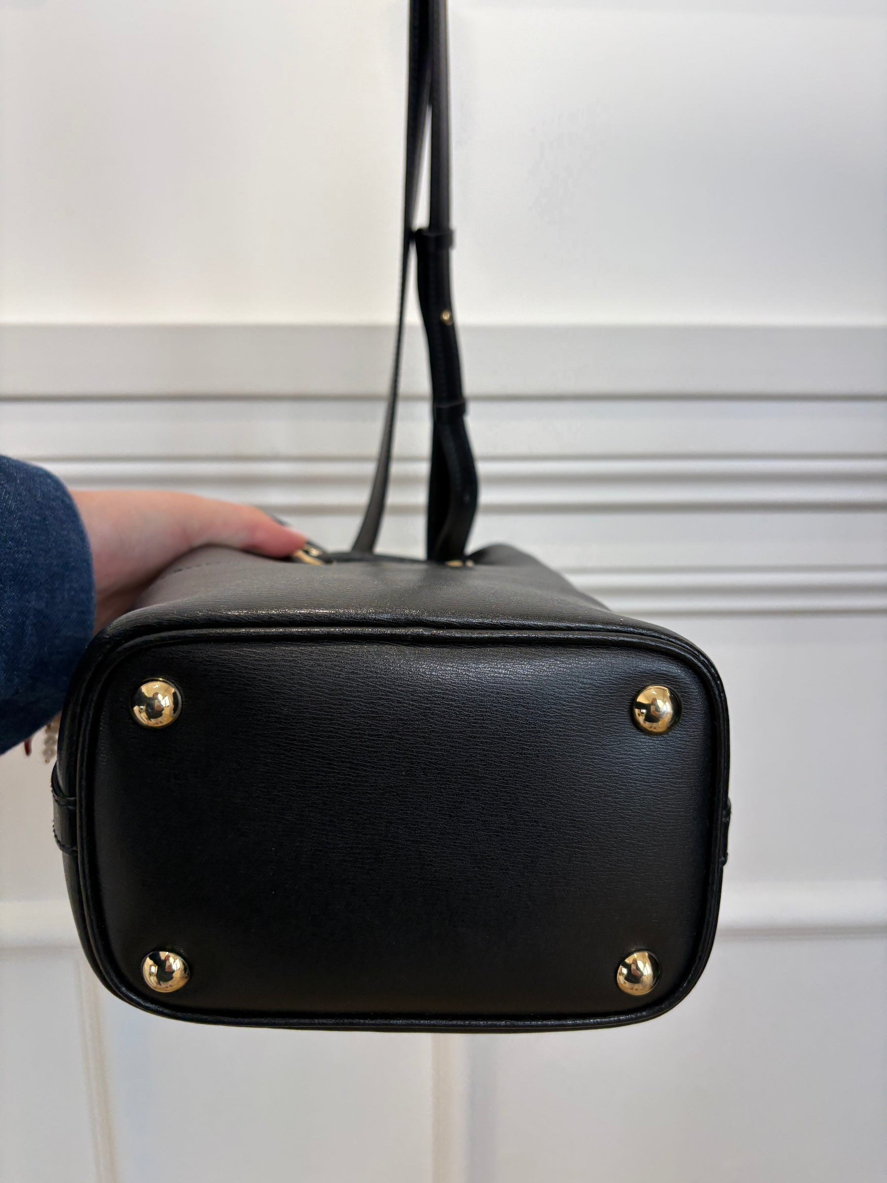 Salvatore Ferragamo Black Leather Bucket Bag