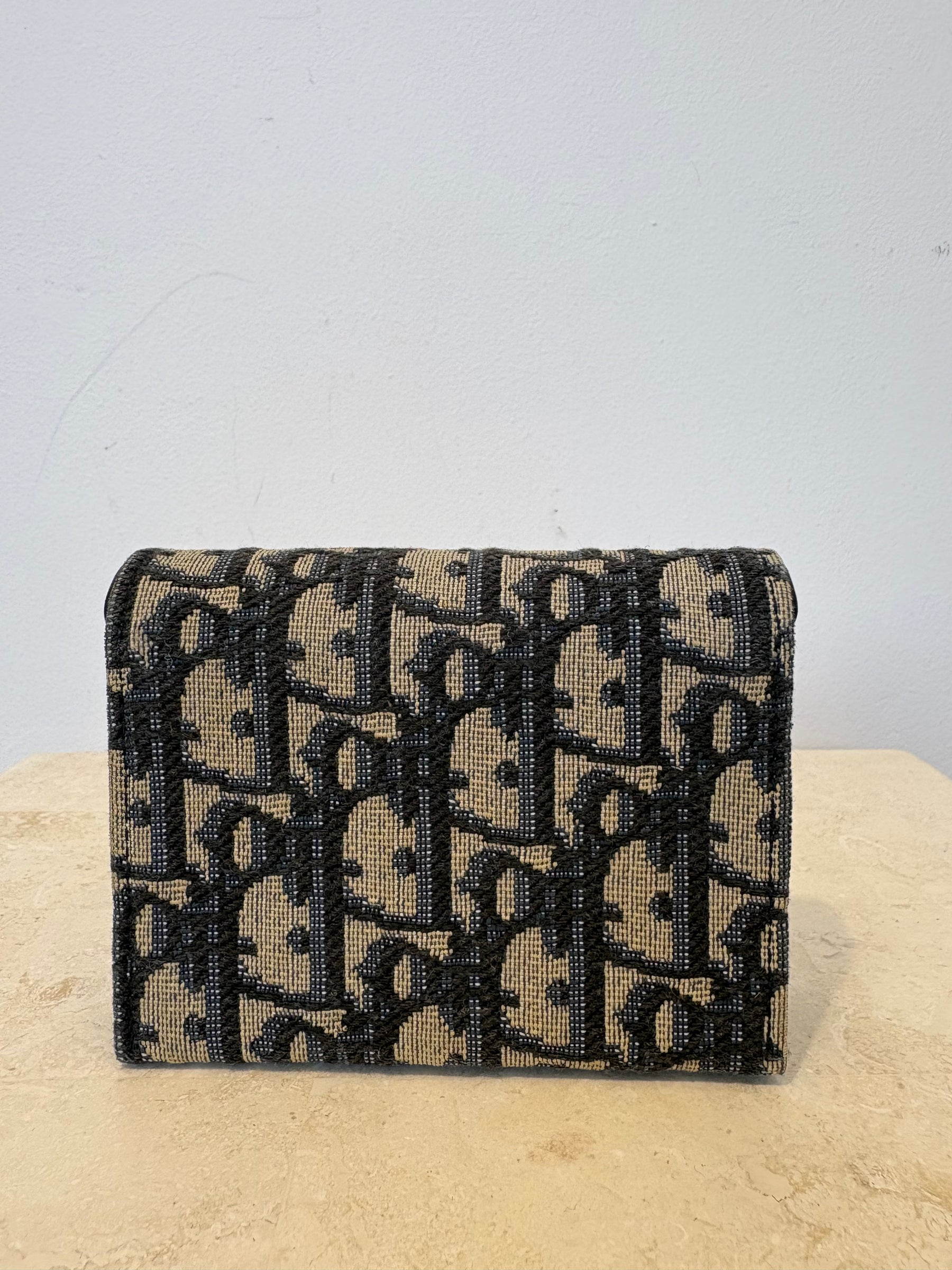 Dior Saddle Bloom Card Holder Blue Jacquard