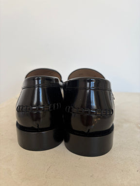 Ferragamo Leather Loafers With Logo Buckle, 7.5