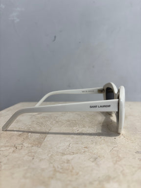 Saint Laurent White Acetate Cat Eye Sunglasses