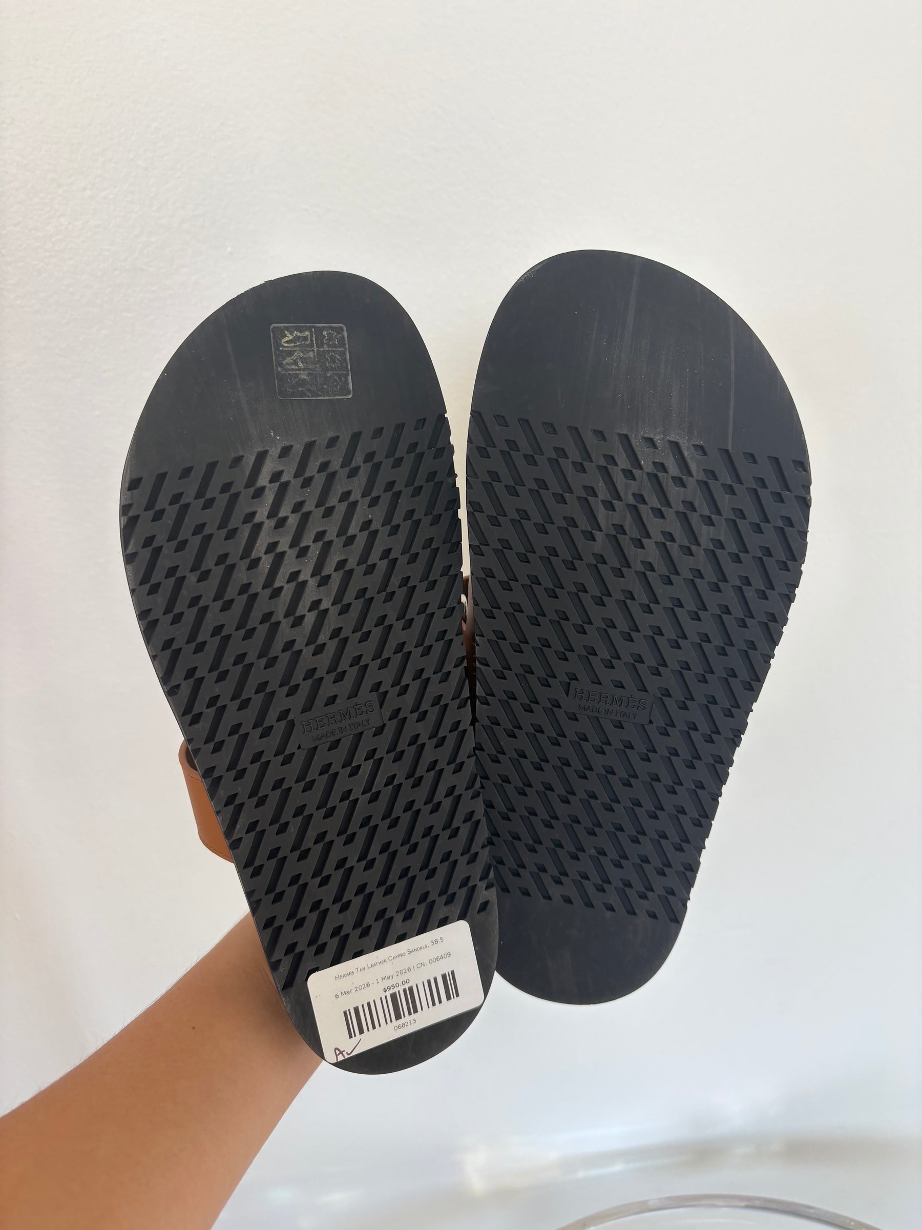 Hermès Tan Leather Chypre Sandals, 38.5