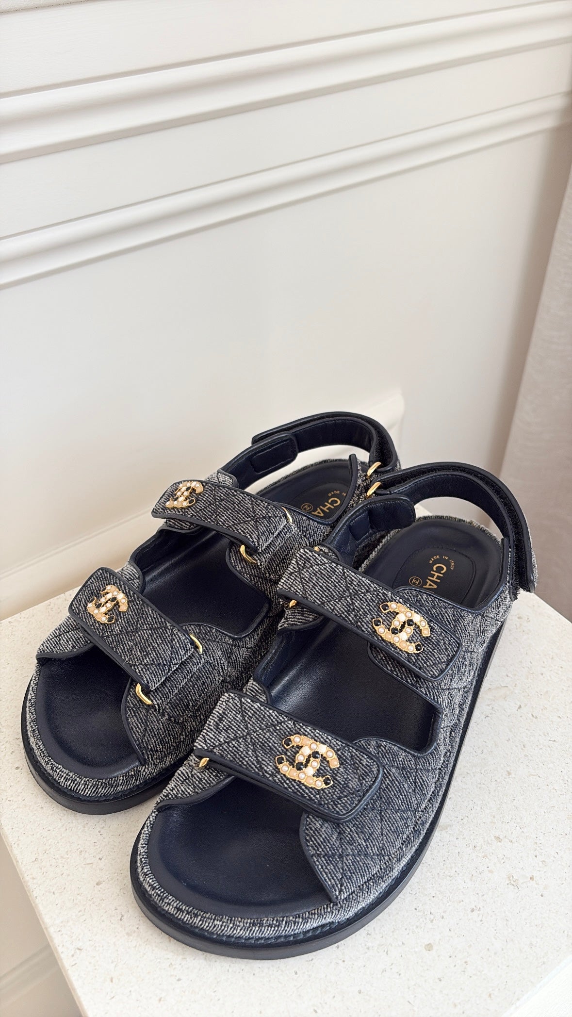 Chanel Denim Effect Dad Sandals, 37