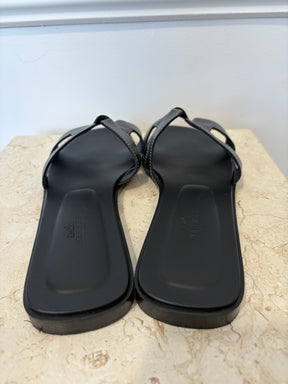 Hermès Black Oran Sandals, 40.5