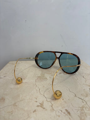 Bottega Veneta Tortoiseshell Drop Aviator Sunglasses