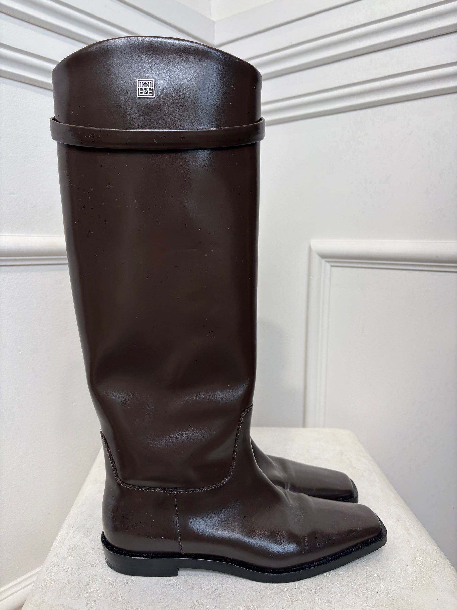 Totême Chocolate Brown Knee High Boots, 37