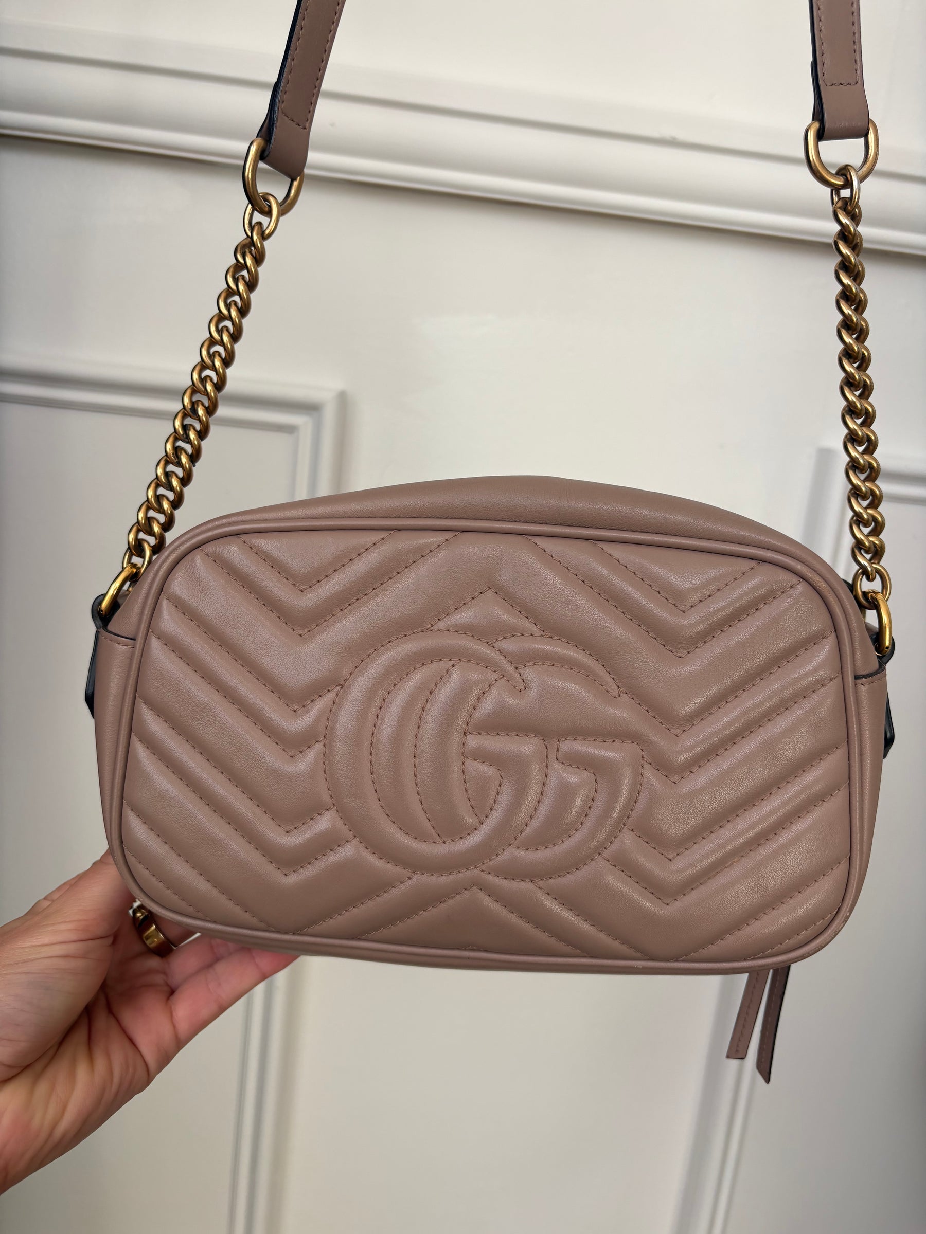 Gucci Beige Leather Marmont Camera Bag