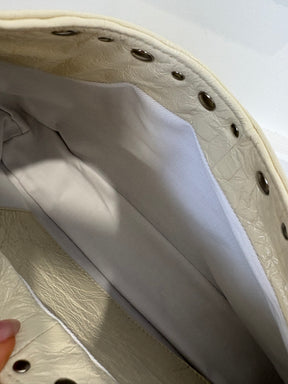 gimaguas Cream Leather Studded Shoulder Bag