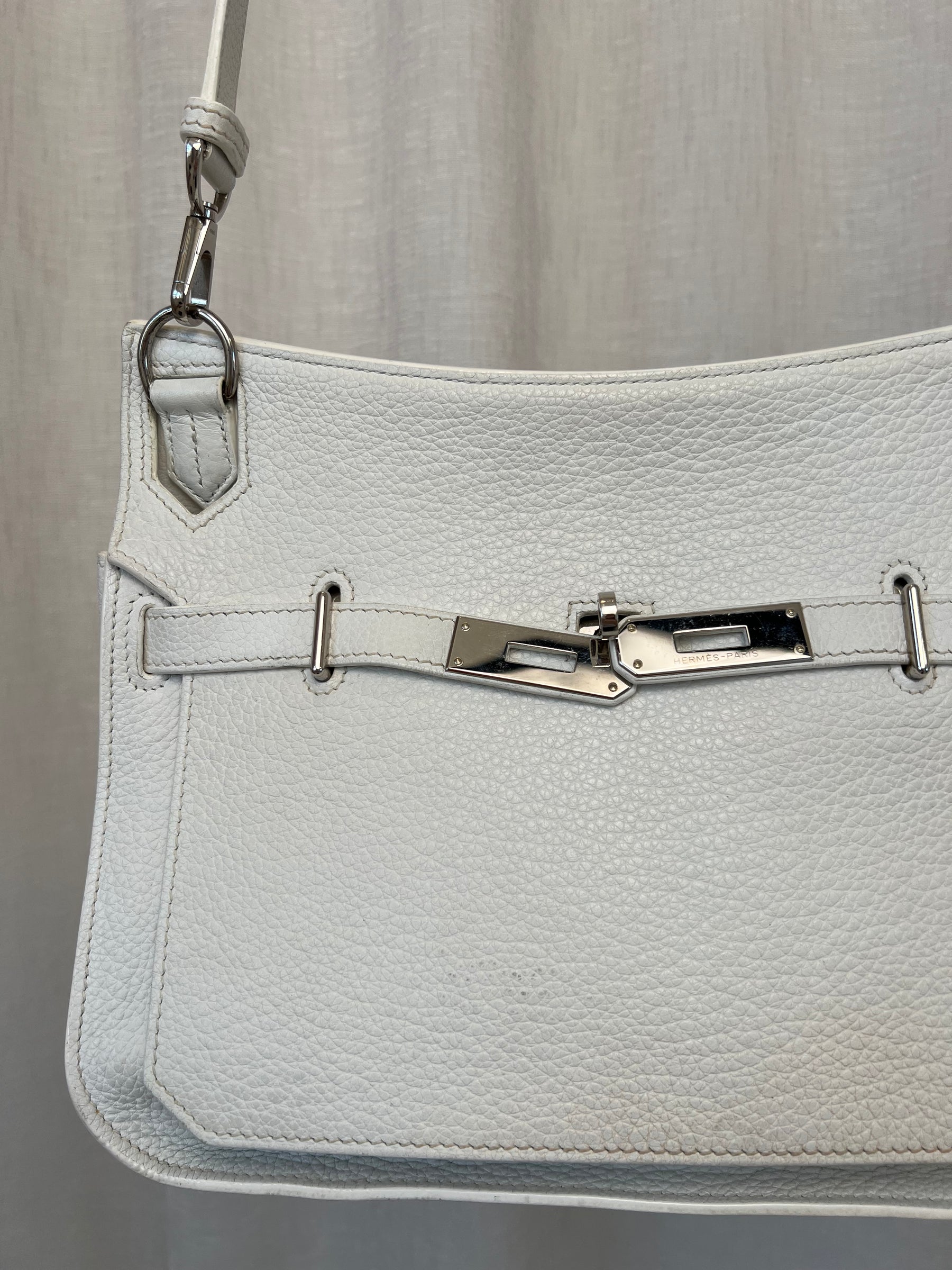 Hermès White Leather Jypsiere 28