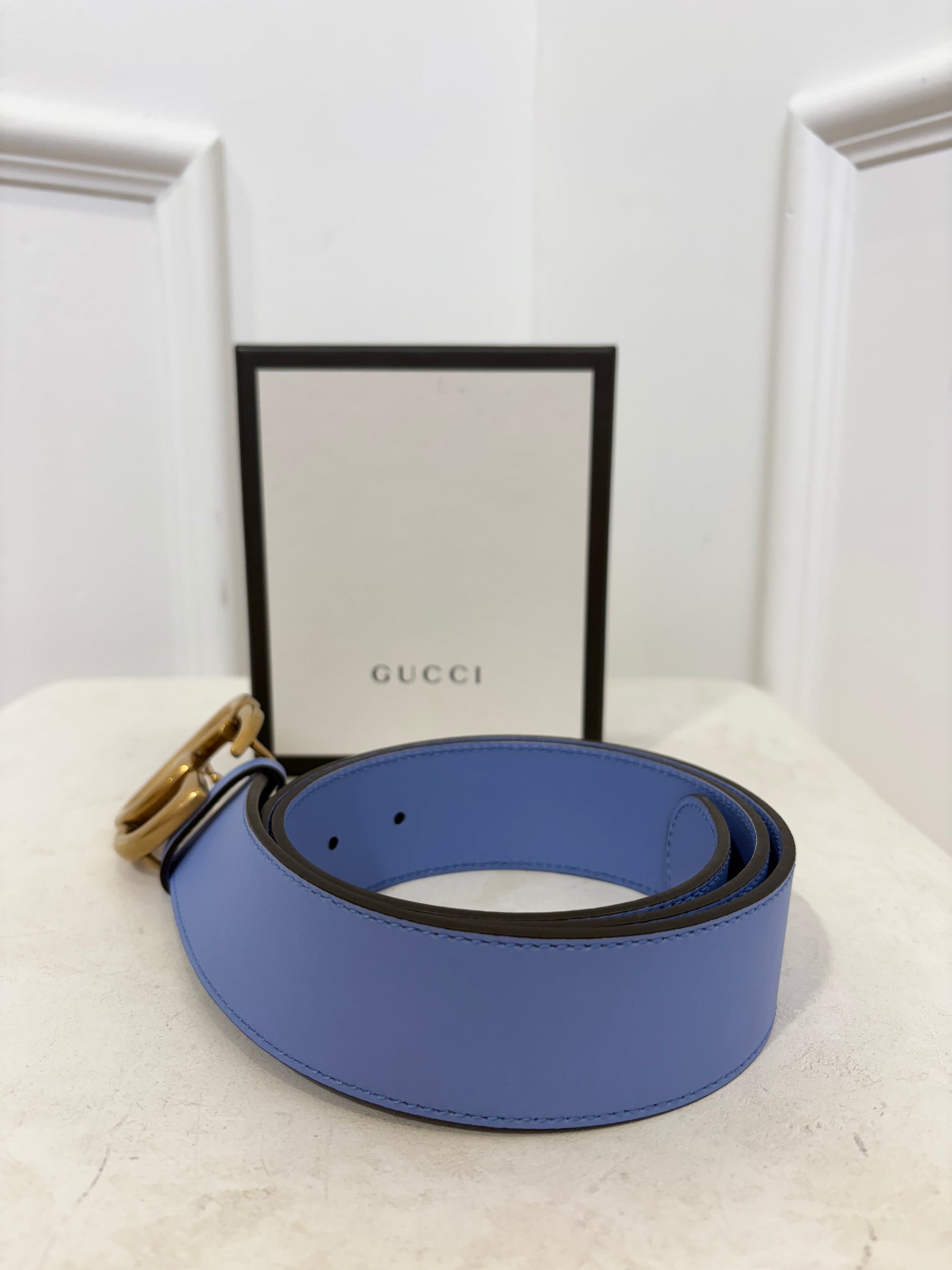 Gucci Pale Blue Marmont Belt, 85
