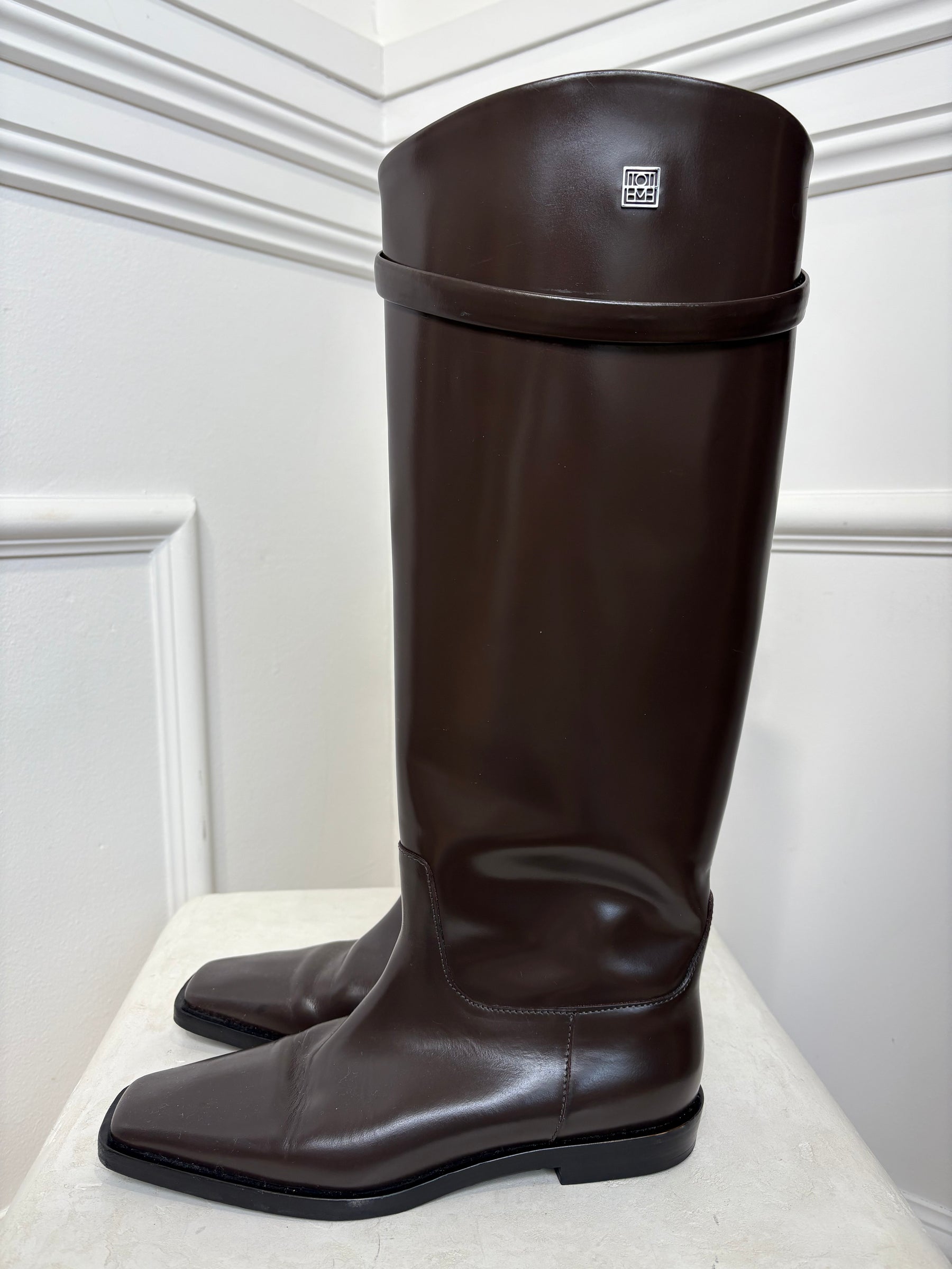 Totême Chocolate Brown Knee High Boots, 37