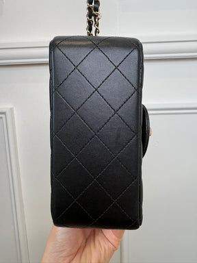 Chanel Mini Square Flap Bag Lambskin Black LGHW