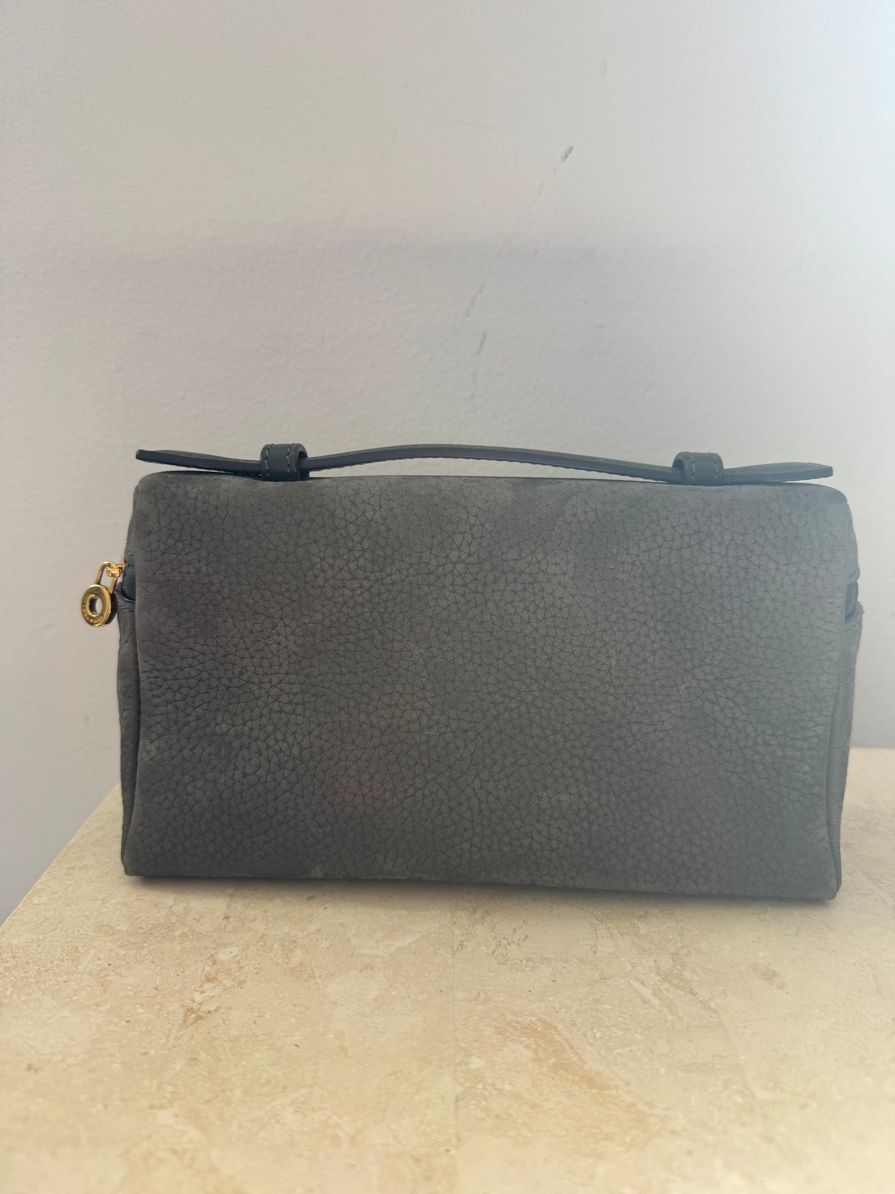 Loro Piana Charcoal Nubuck L19 Clutch