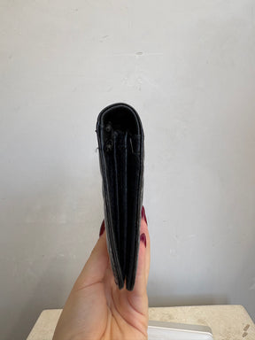 Chanel Black Patent 'Lucky Symbols' Embossed Flap Wallet
