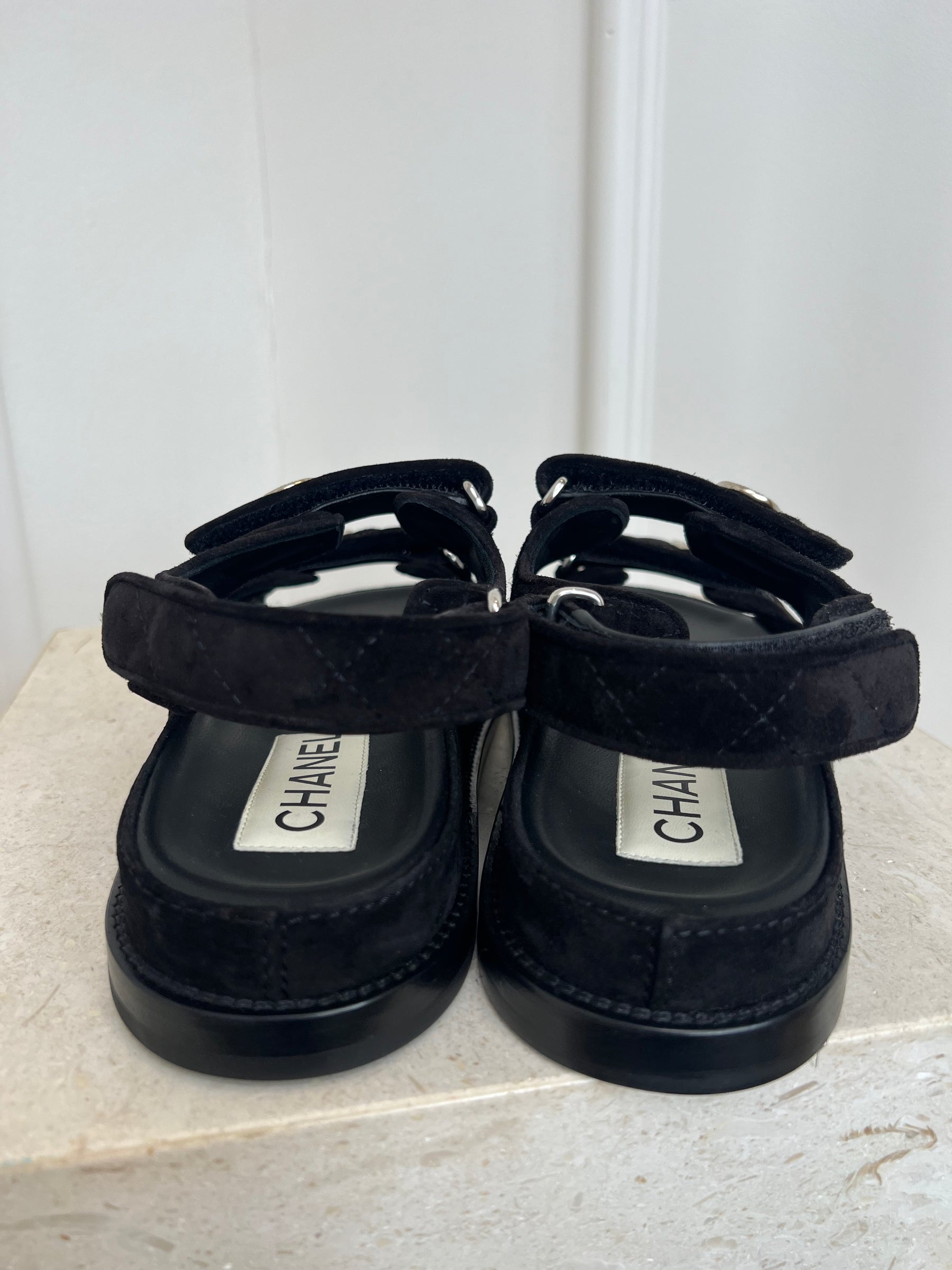 Chanel Black Suede Dad Sandals, 37