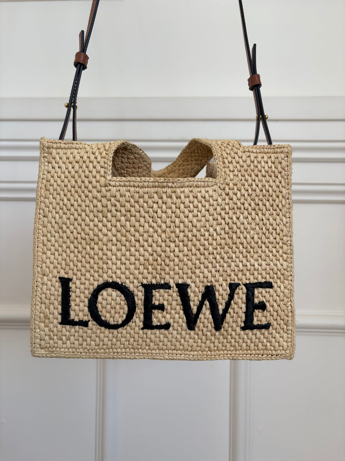 Loewe Raffia Logo Shopper Tote