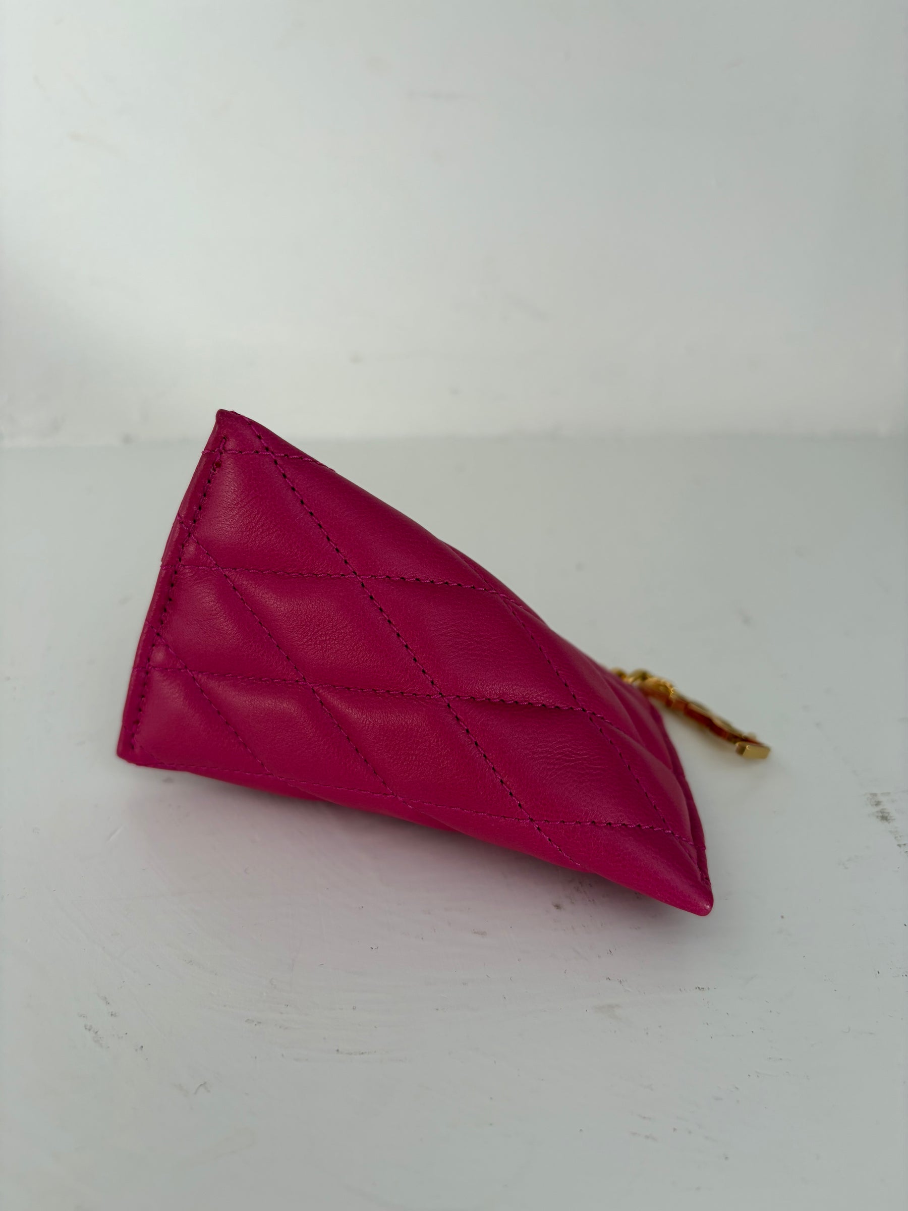 Saint Laurent Pink Fuchsia Quilted Key Pouch