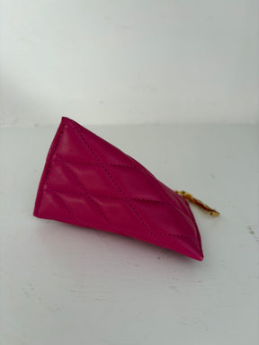 Saint Laurent Pink Fuchsia Quilted Key Pouch