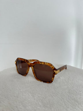 Bottega Veneta Geometric Sunglasses Brown Spekkle