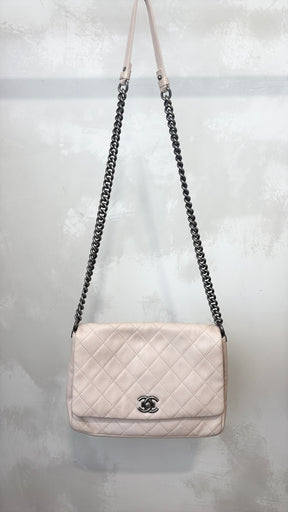 Chanel Blush Quilted Leather Couture Messenger Flap Bag