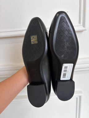Chanel Uniform Black Leather Ballet Flats, 39C
