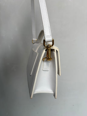 Jacquemus White Leather Bambino Top Handle Crossbody Bag