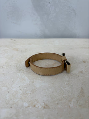 Chloé Beige Leather Bow Bracelet, Small