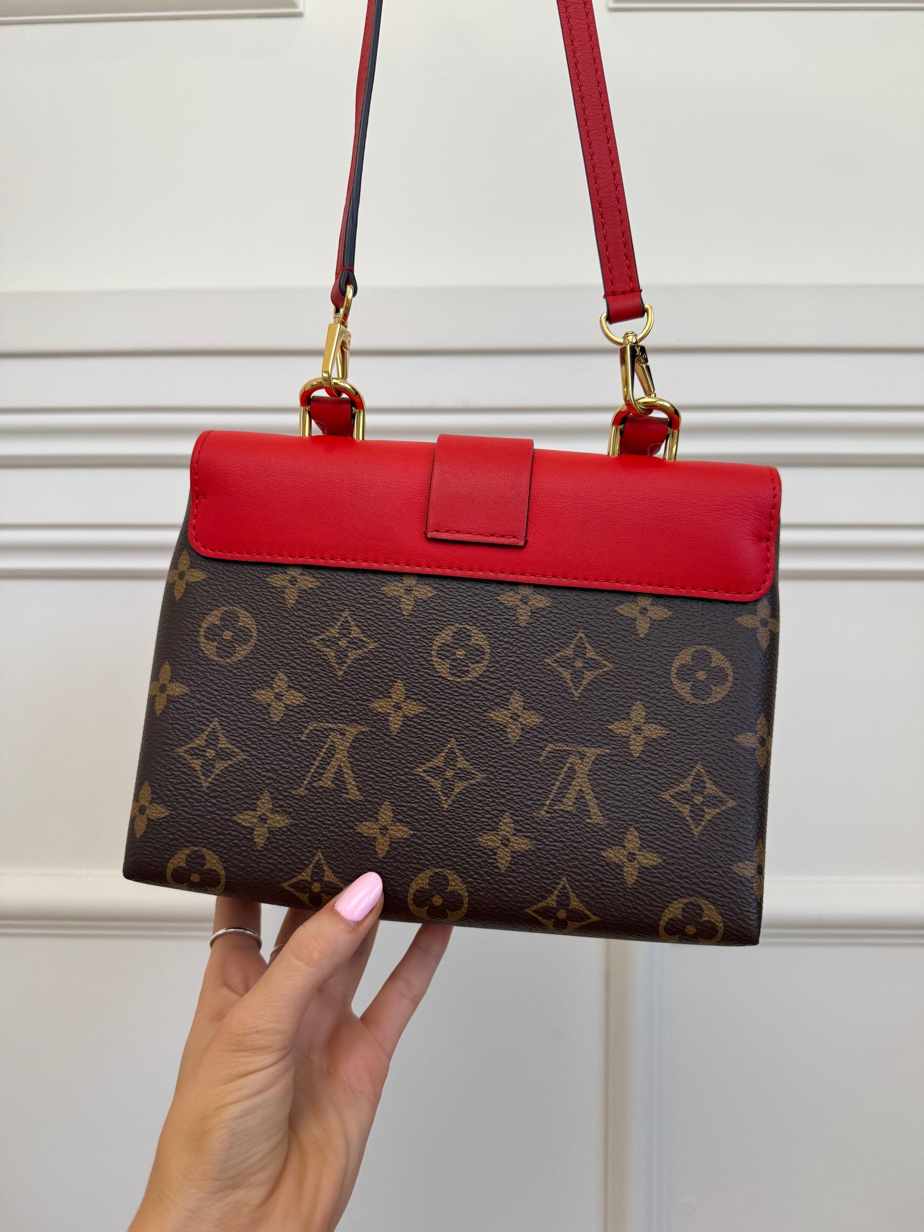 Louis Vuitton Canvas Monogram and Red Leather Locky BB Satchel Bag