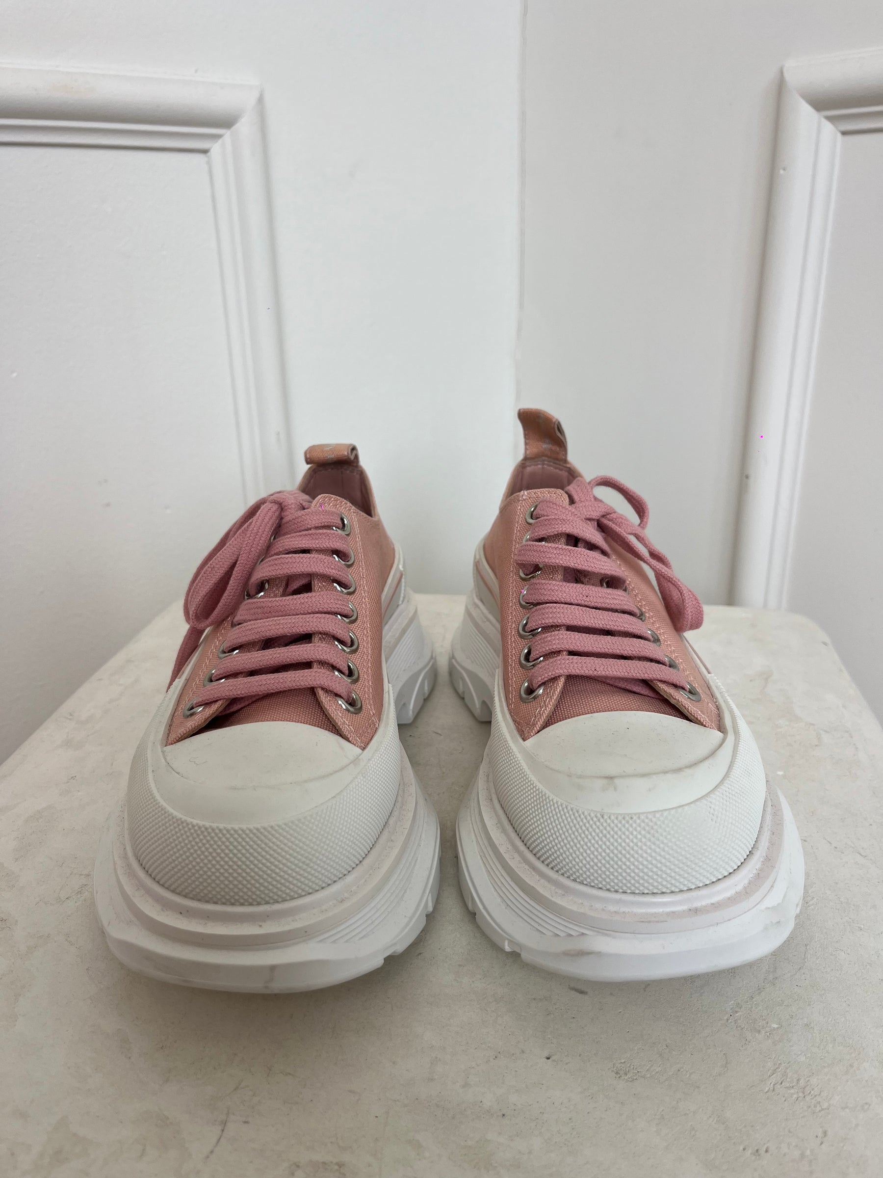 Alexander McQueen Pink Canvas Chunky Sneaker, 35.5 D