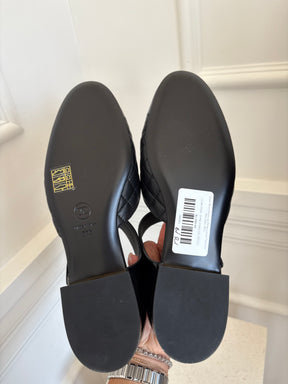 Chanel Black Quilted and Patent Leather Turn Lock Mary Janes, 38 C