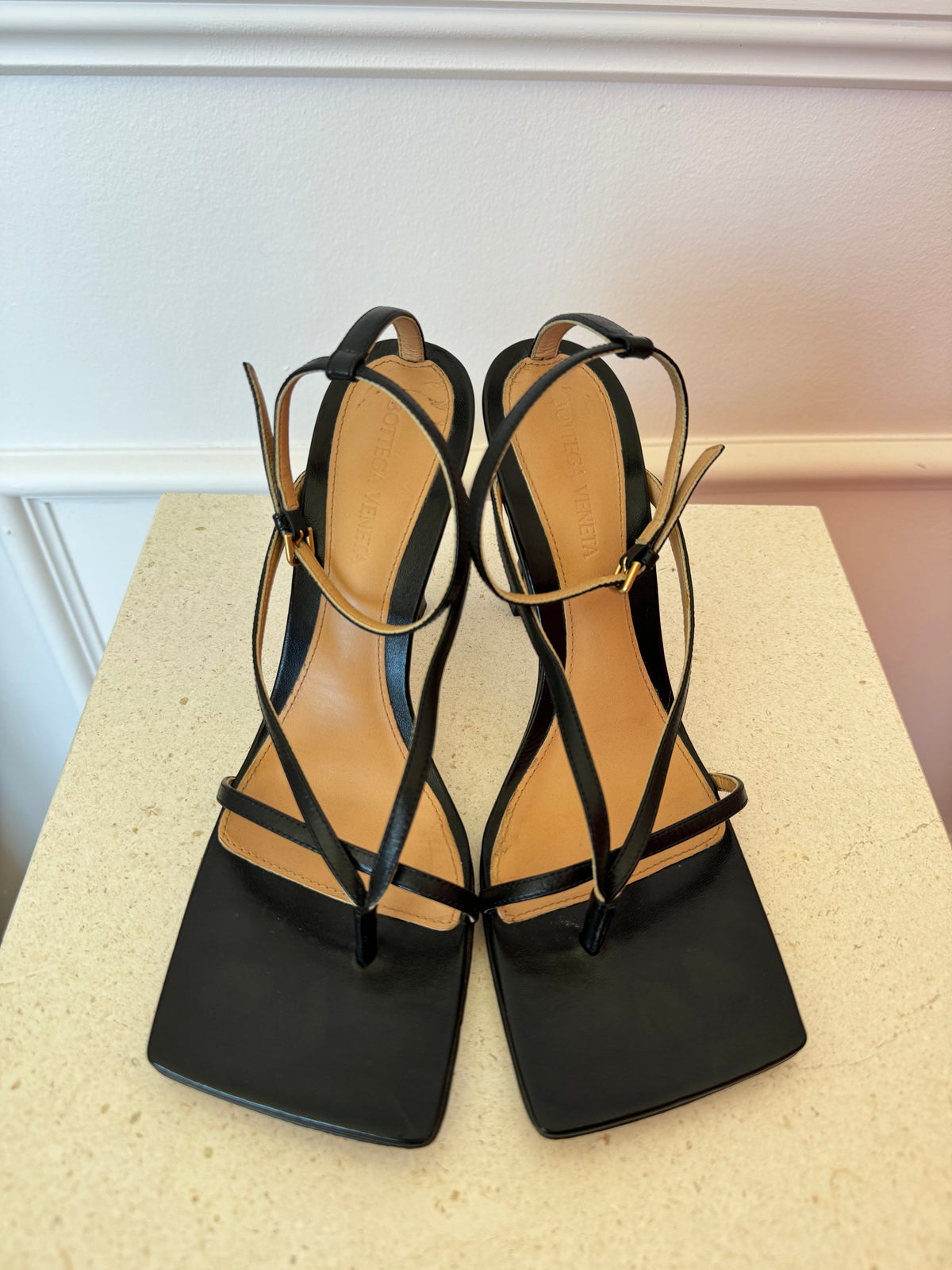 Bottega Veneta Black Stretch Strap Sandal, 38.5