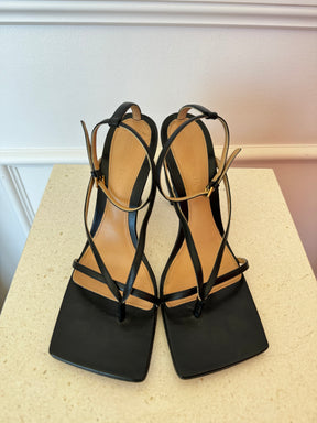 Bottega Veneta Black Stretch Strap Sandal, 38.5