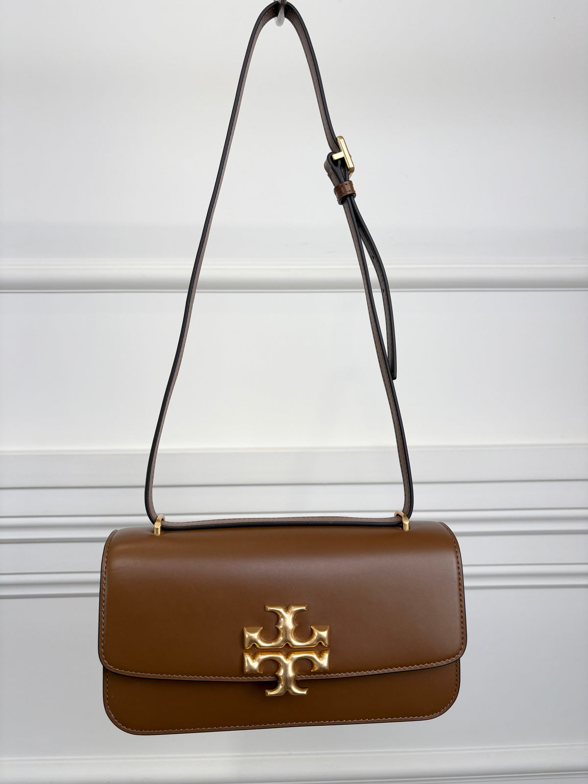 Tory Burch Tan Leather Logo Shoulder Bag