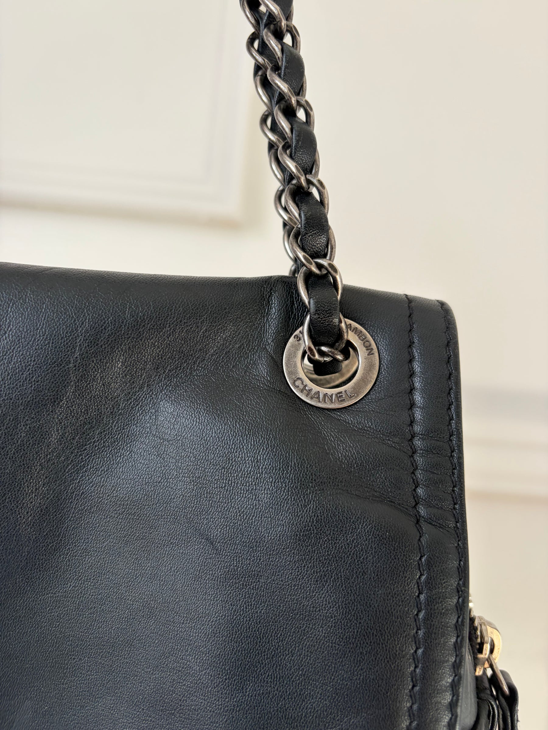 Chanel Black Leather Easy Zip Flap Bag