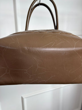 Chanel Taupe Quilted Coated Canvas Shoulder Tote