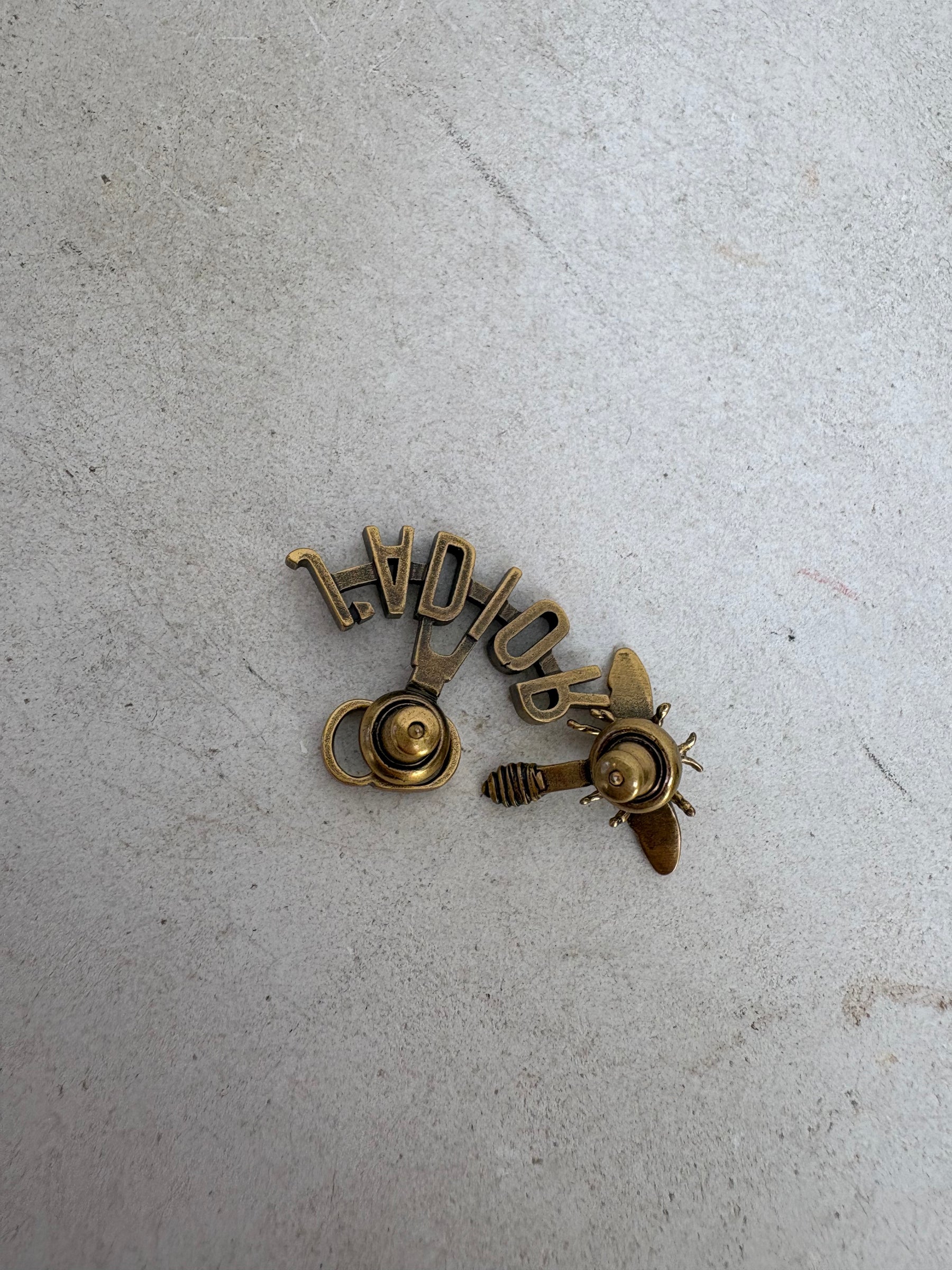 Dior Gold Tone Asymmetric 'J'adior' Bee Earrings