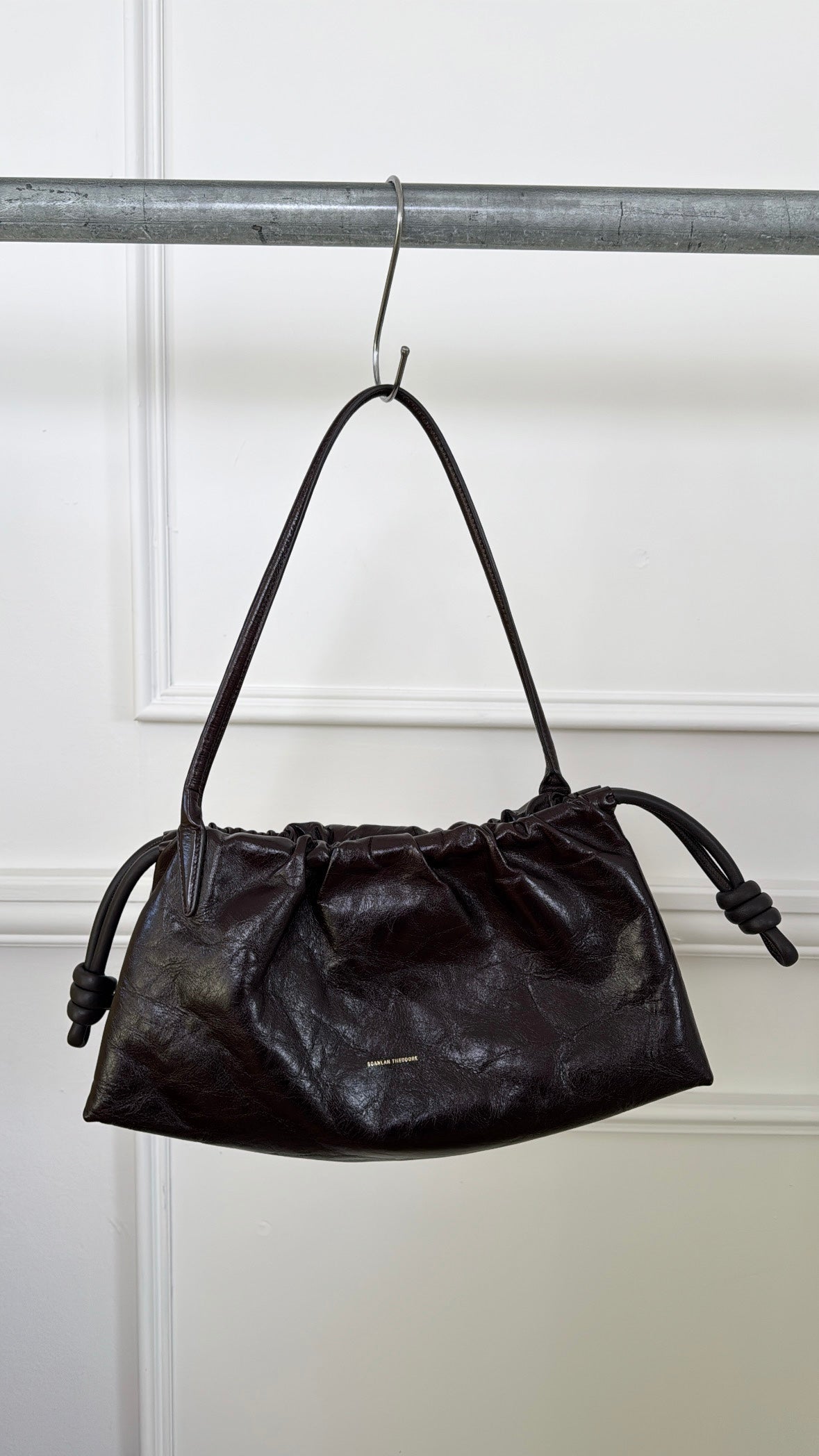 Scanlan Theodore Dark Brown Ruched Pouch Shoulder Bag