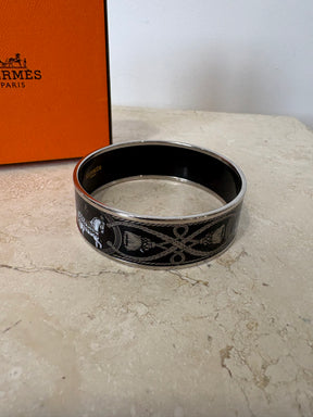 Hermès Enamel Printed Wide Grand Apparat Bracelet, R