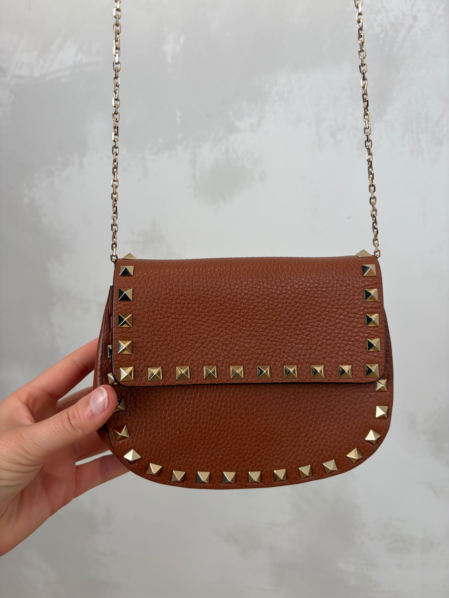 Valentino Garavani Rockstud Grained Leather Mini Bag Gold Hardware