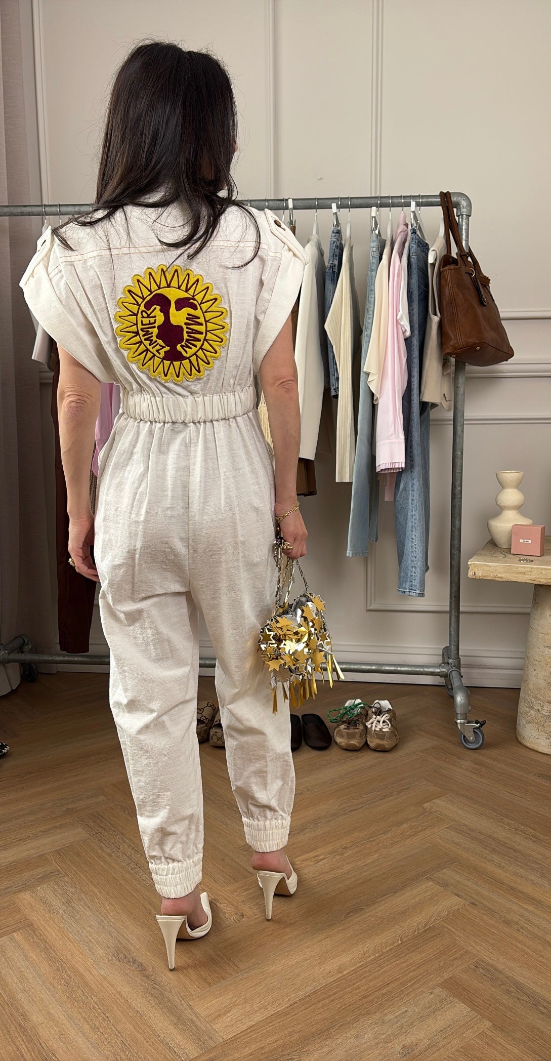 Zimmermann Cream Utility Boiler Suit with Yellow Logo, OP